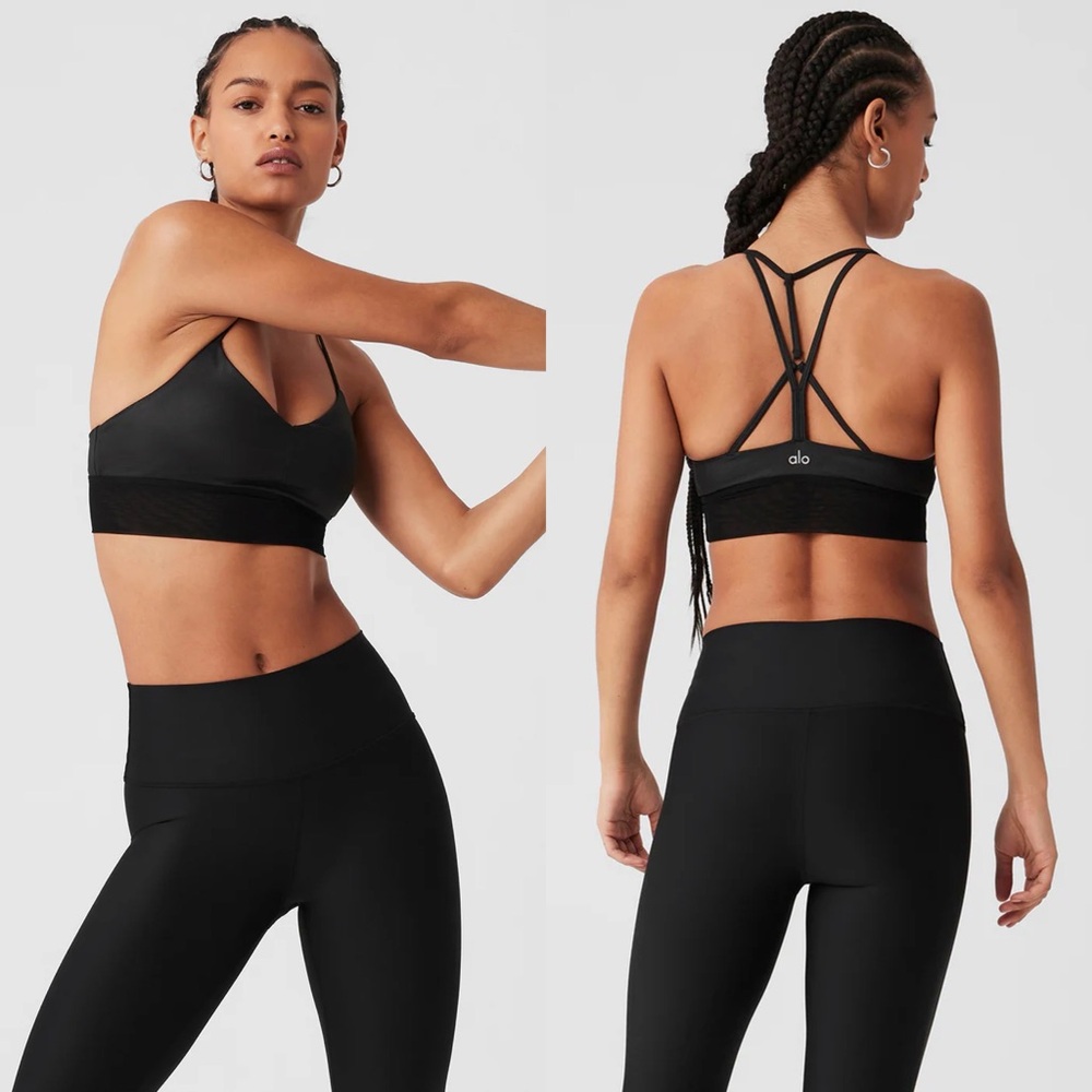 alo yoga | Lavish Bra in Black Glossy/Black Medium